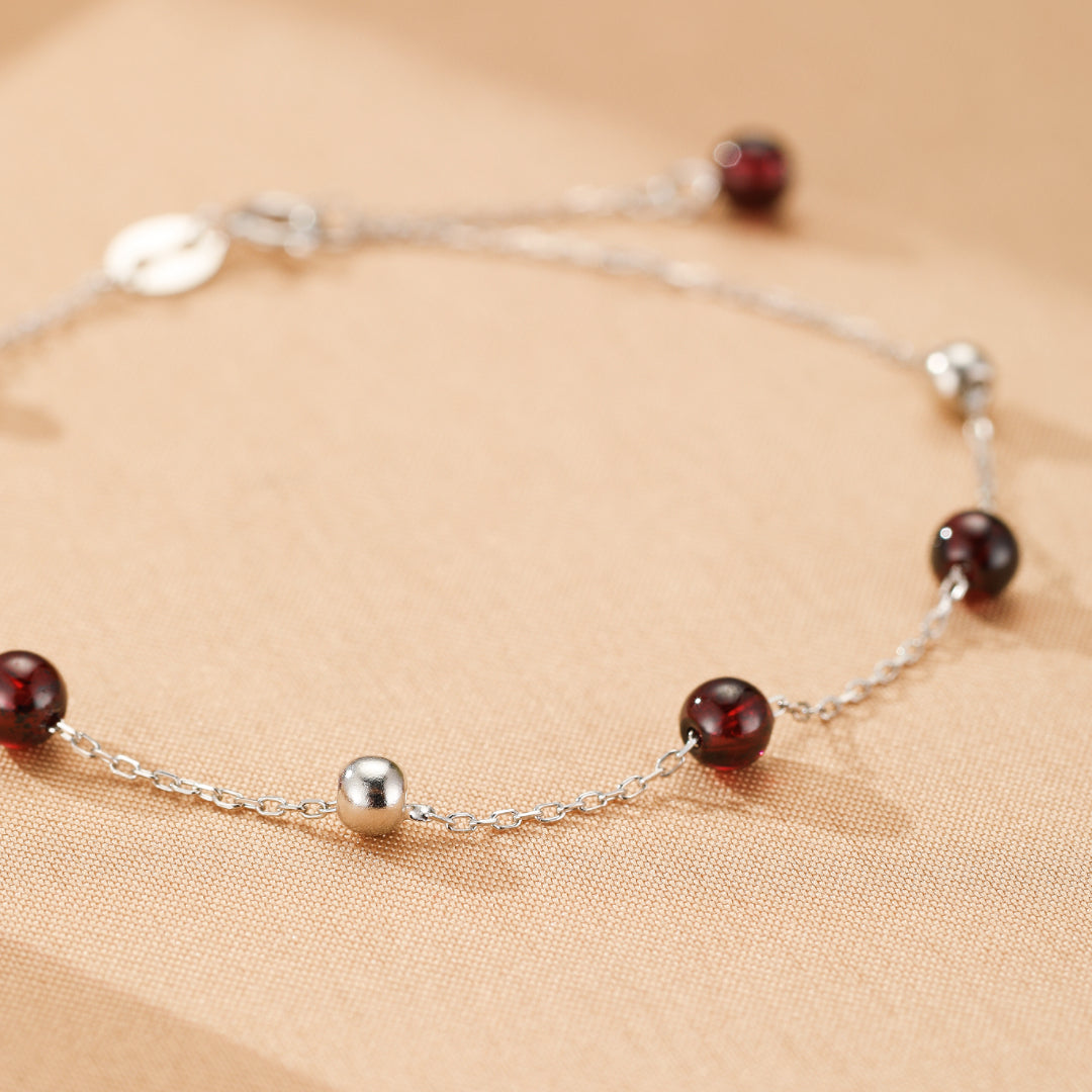 Bracelet Grenat – Perles Célestes, Argent