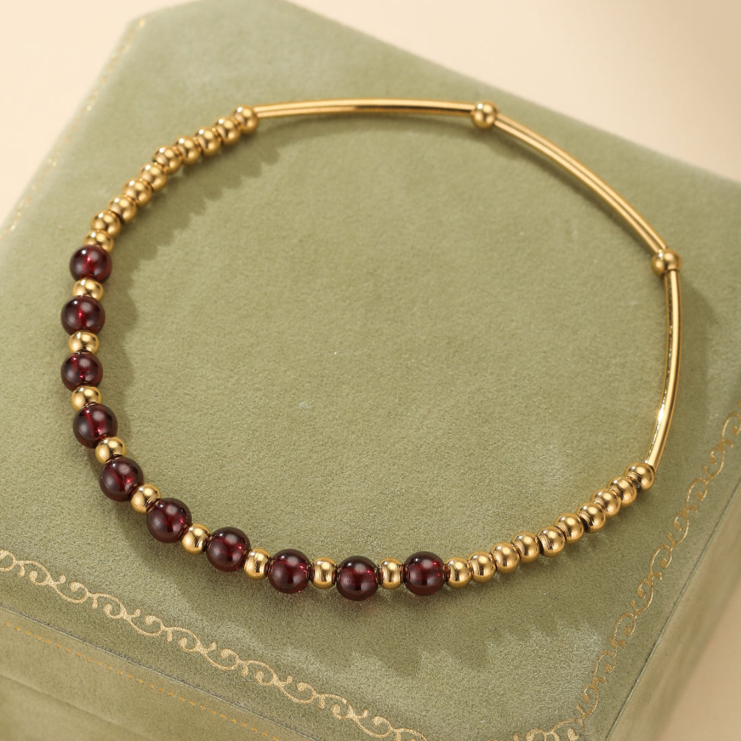 Collier argent 925 grenat et quartz rose 45cm Collier argent 925 grenat et quartz rose 45cm