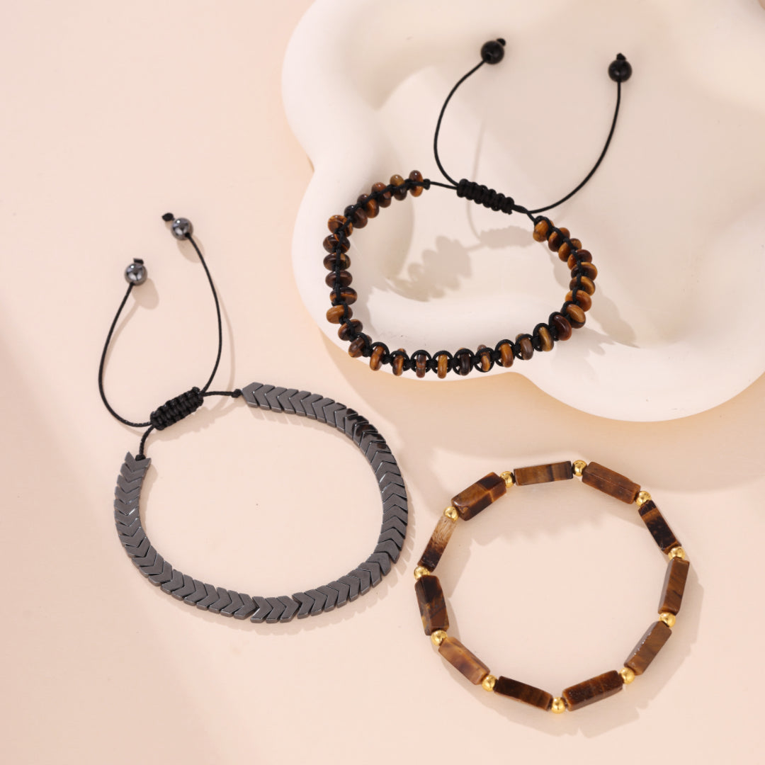 Bracelet Hématite et Oeil de Tigre – Essence Minéral
