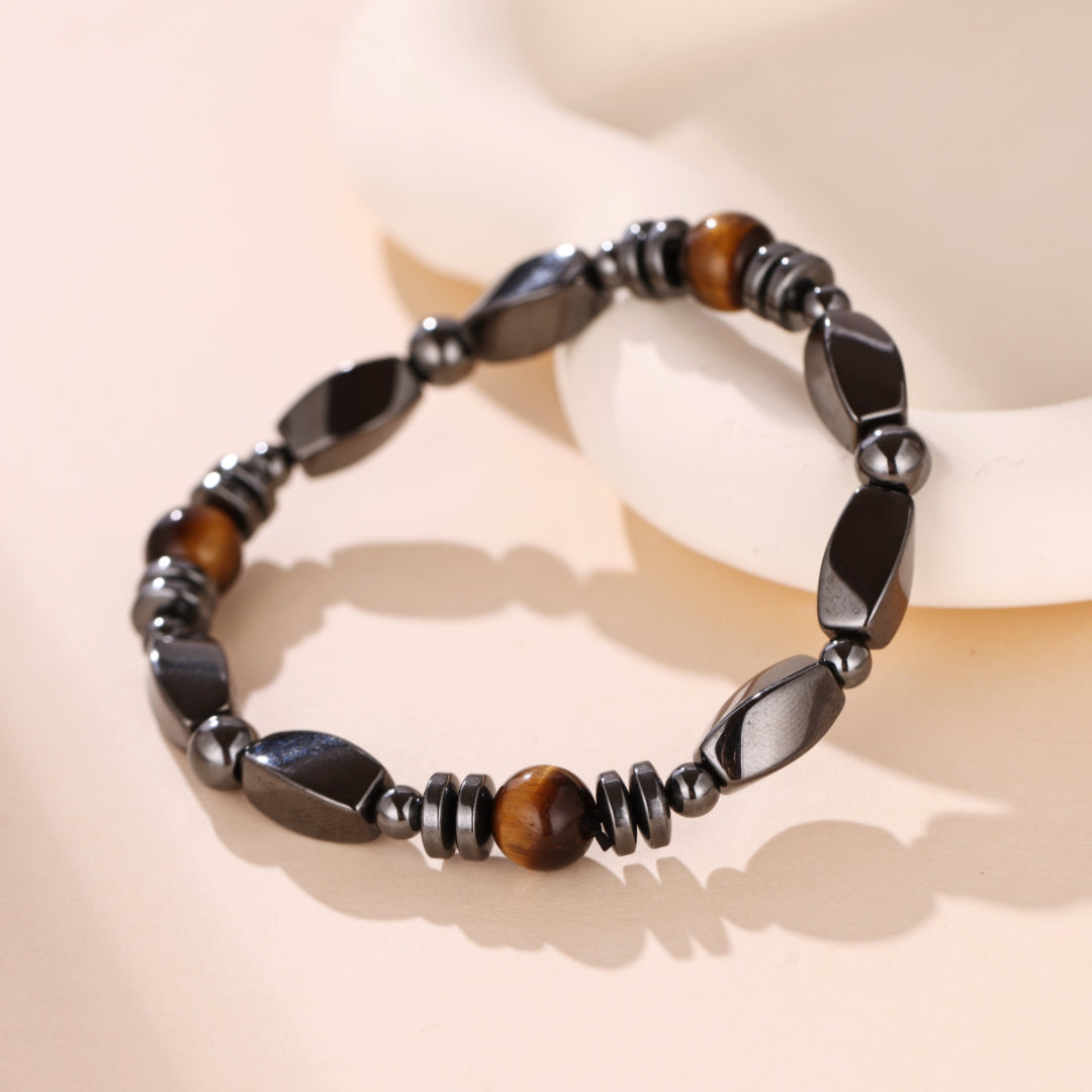 Bracelet Homme Hématite et Œil de Tigre – Force Sauvage