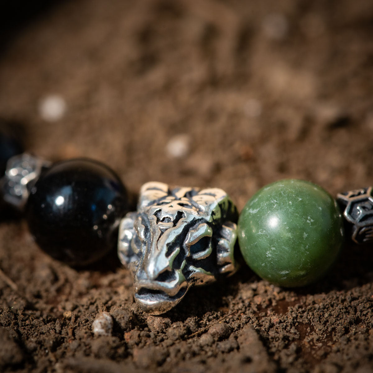 Bracelet Homme Jade et Obsidienne – Jardin Secret, Argent