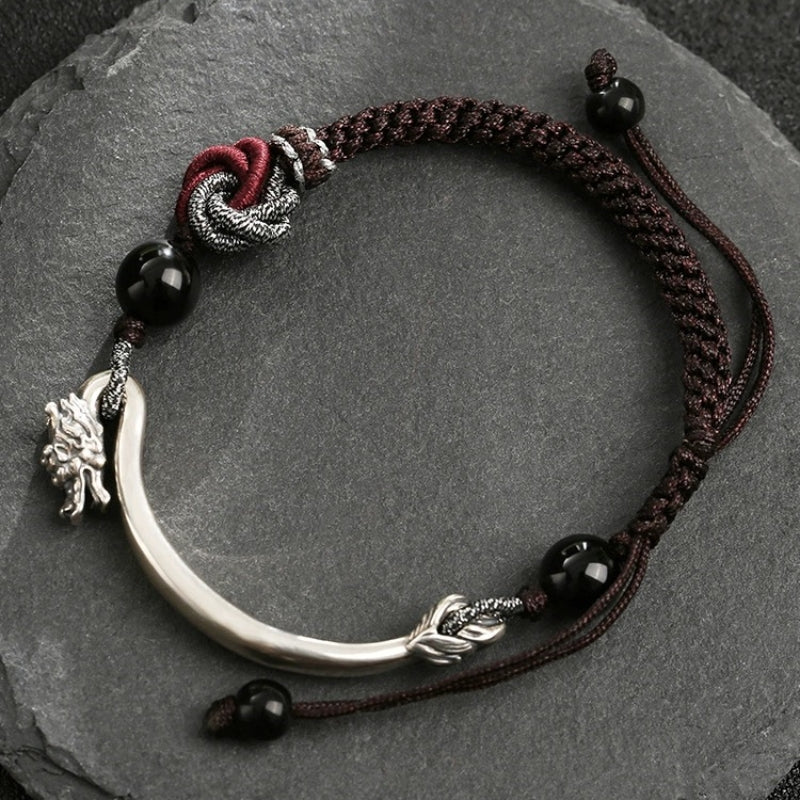 Bracelet Homme Obsidienne et Mandala – Instinct Primal, Argent