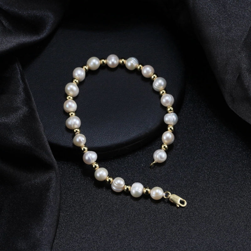 Bracelet Homme Perle – Éclat Noble, Argent Plaqué Or