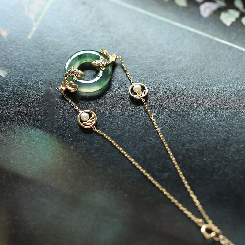 Koi Carp 'Success' Bracelet in Jade
