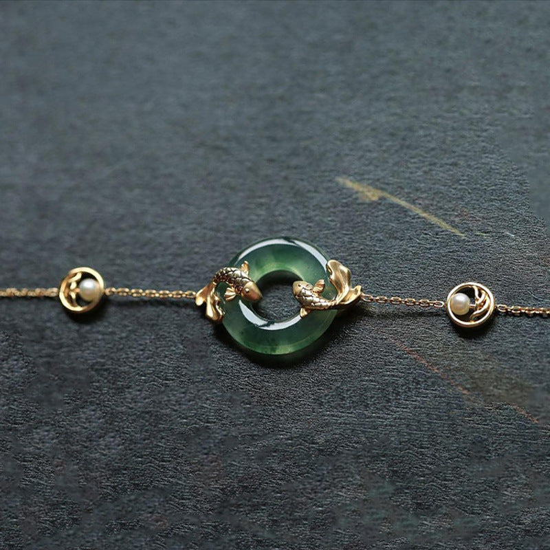 Koi Carp 'Success' Bracelet in Jade