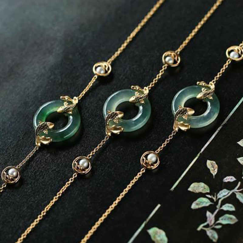 Koi Carp 'Success' Bracelet in Jade