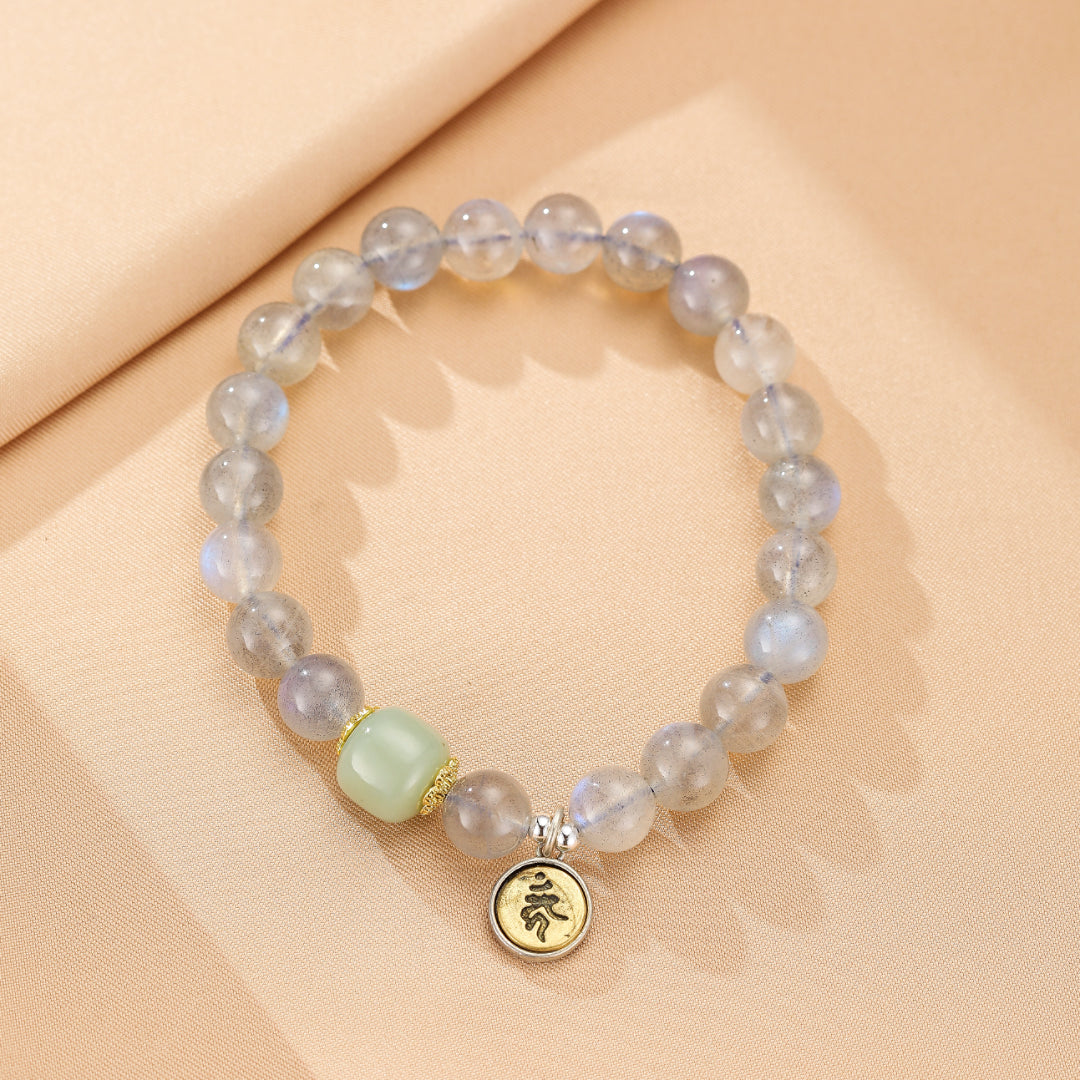 Bracelet Jade et Labradorite Cheval/Coq – Protection Céleste