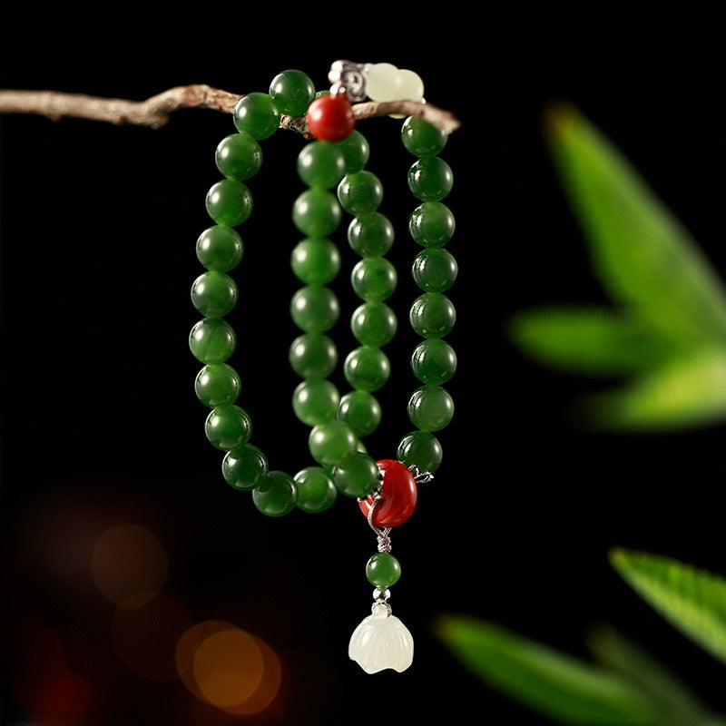 Bracelet Jade – Lotus Sérénité