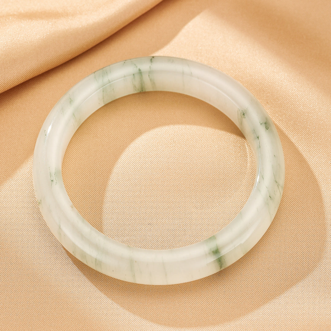 Bracelet Jonc Calcédoine – Éclat Vert Naturel