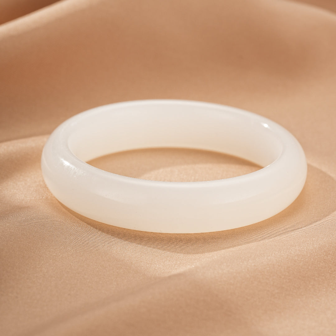 Bracelet Jonc Jade Blanc – Pureté Céleste