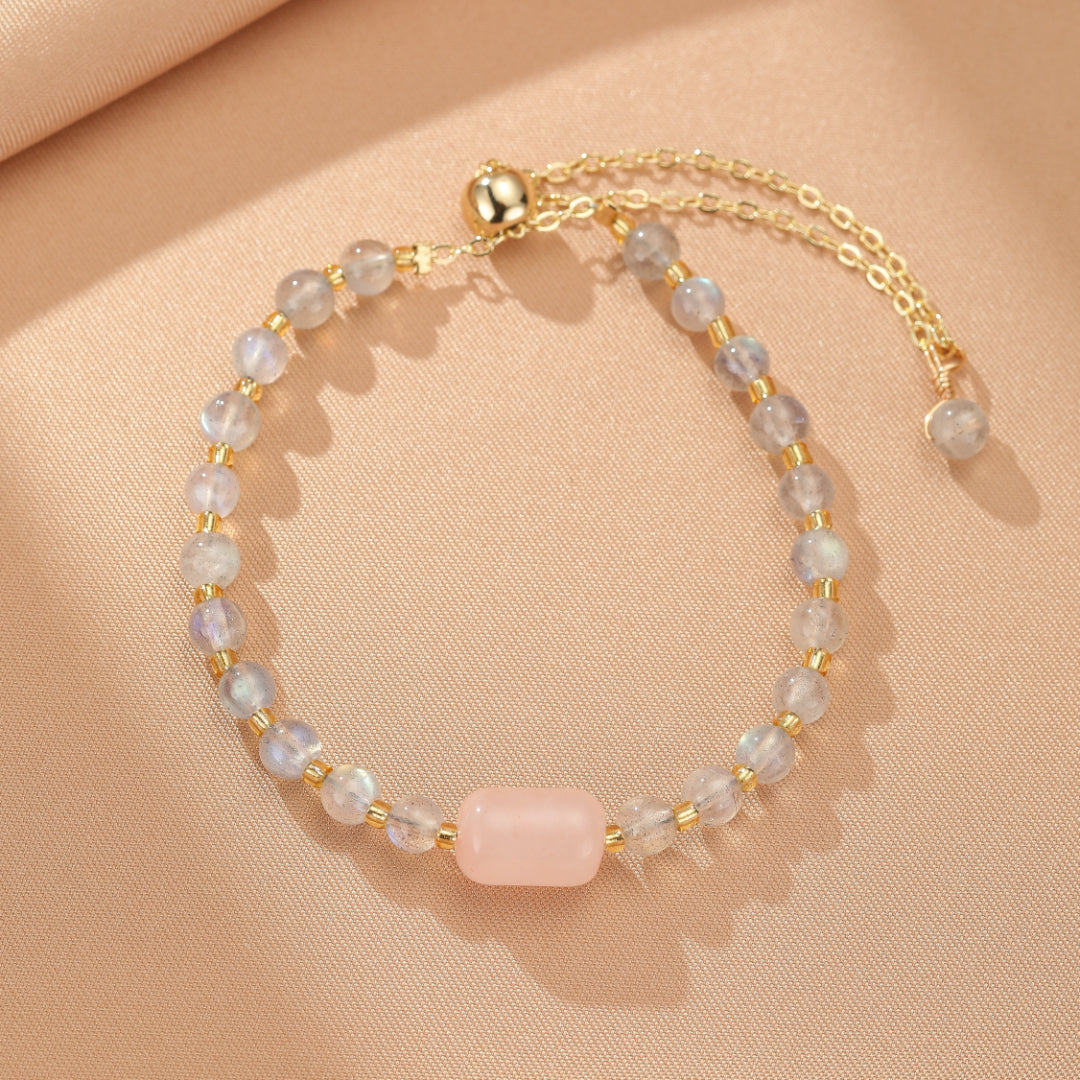 Bracelet Labradorite et Quartz Rose – Reflet Intérieur