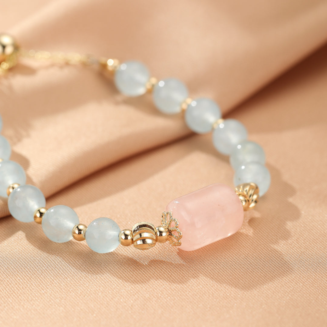 Bracelet Labradorite et Quartz Rose – Reflet Intérieur