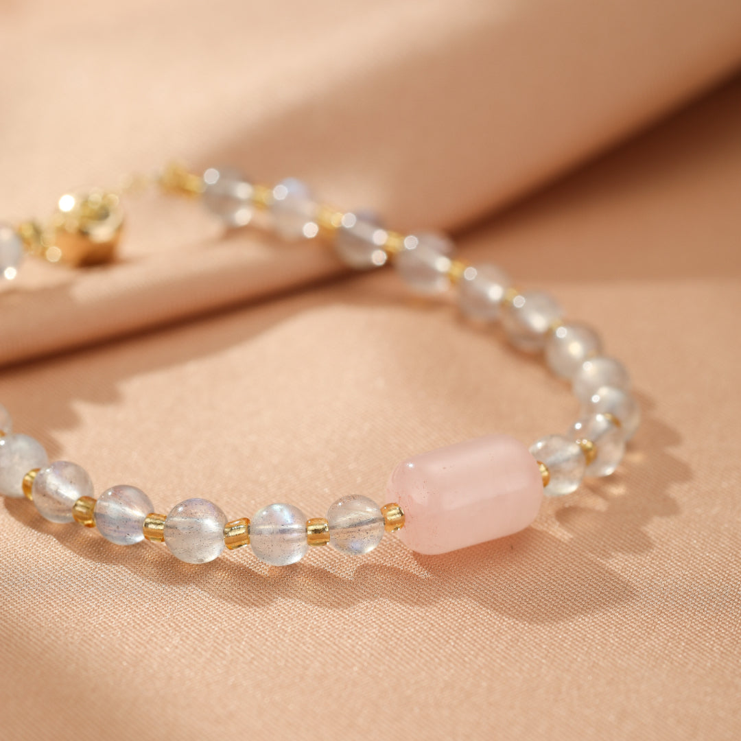Bracelet Labradorite et Quartz Rose – Reflet Intérieur