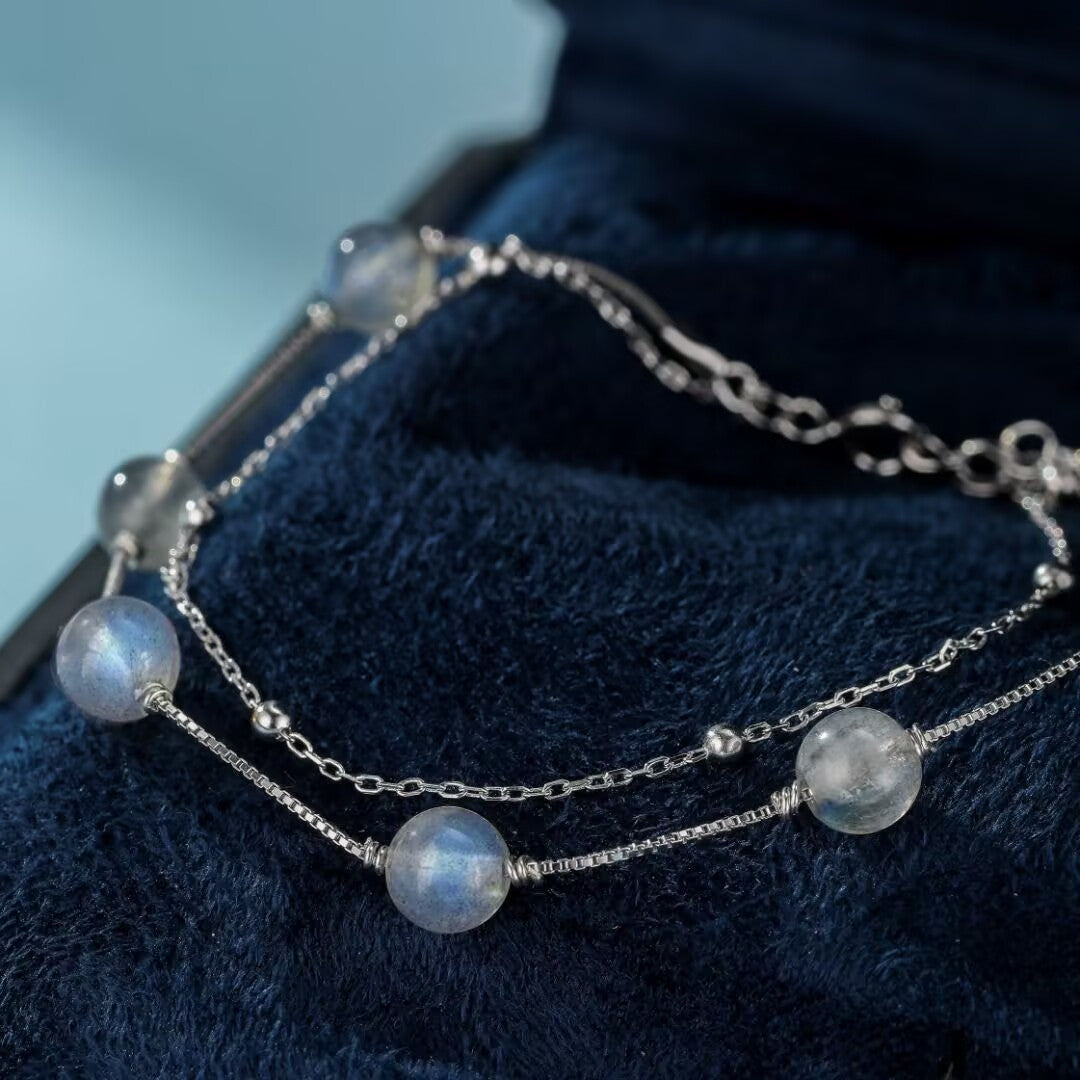 Bracelet Labradorite – Ombre et Lumière, Argent