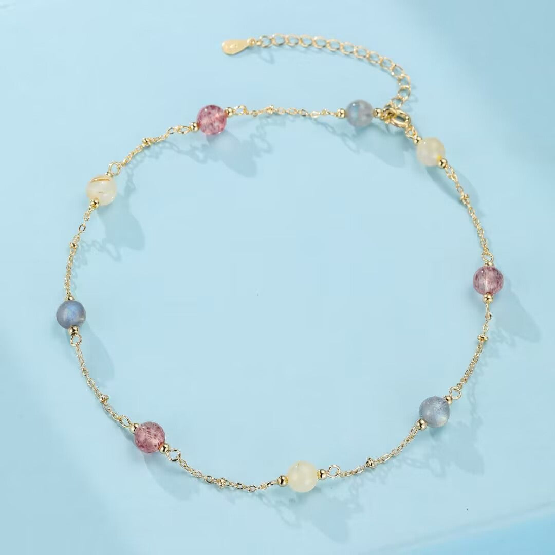 Bracelet Labradorite, Quartz Fraise et Citrine – Murmure Céleste
