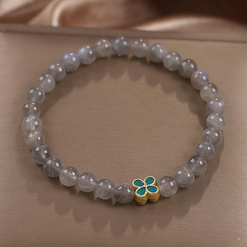 Bracelet Labradorite Trèfle à Quatre Feuilles – Chance et Apaisement