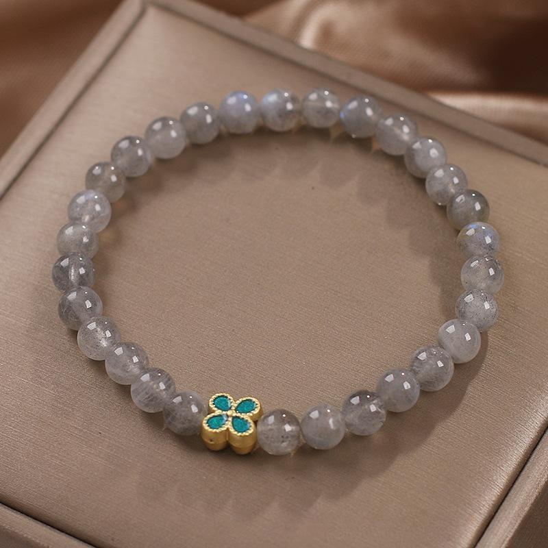 Bracelet Labradorite Trèfle à Quatre Feuilles – Chance et Apaisement