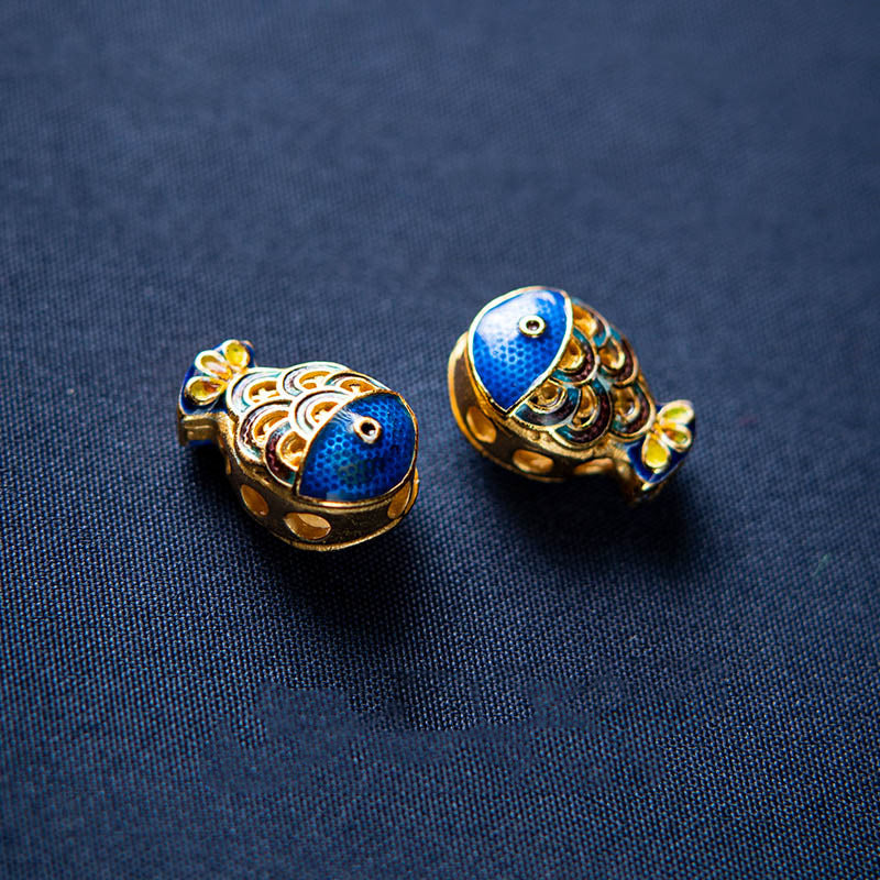 Lapis Lazuli and Aquamarine Bracelet -- Fish of Happiness
