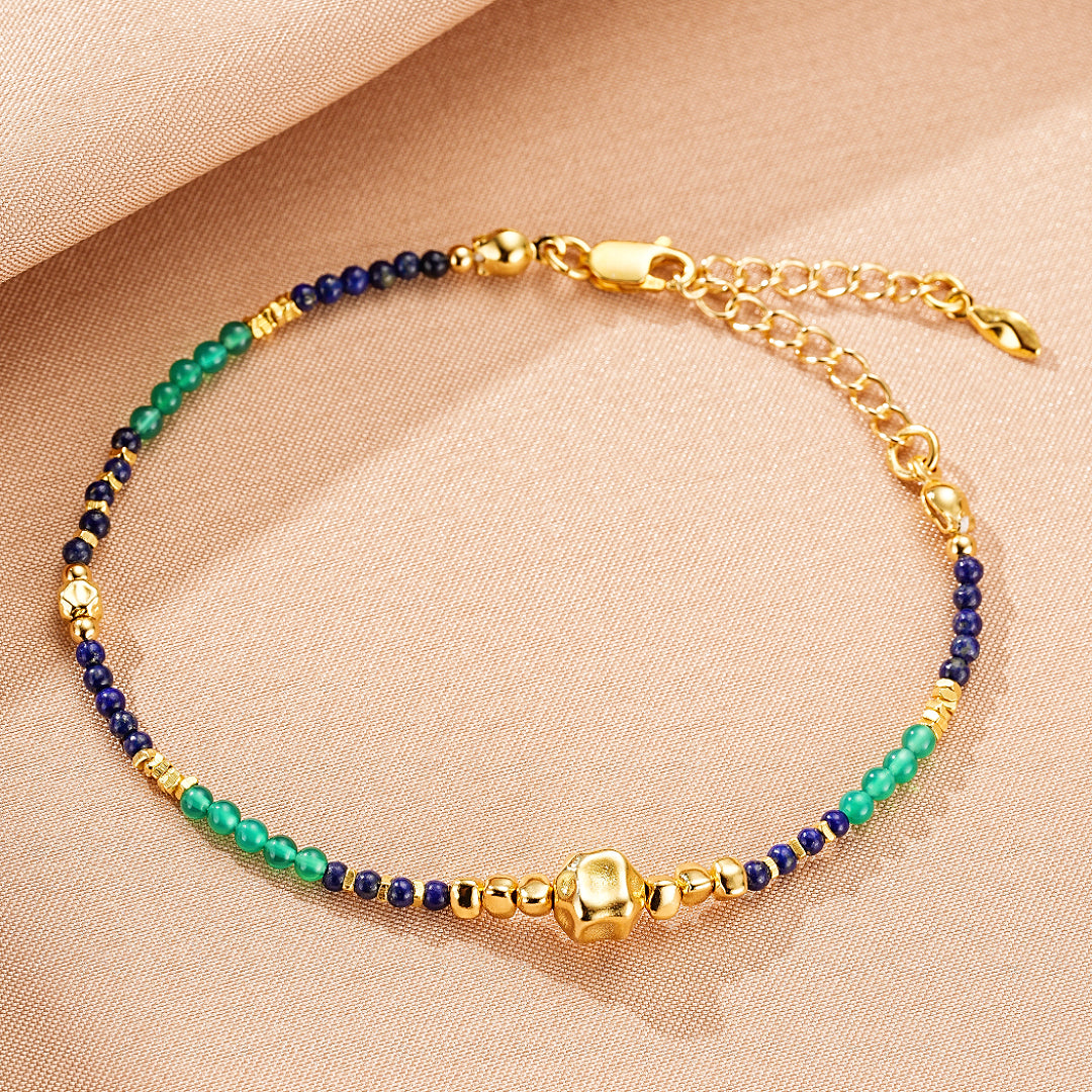 Bijoux　Bracelet Lapis-Lazuli – Main Protectrice, Argent Plaqué Or