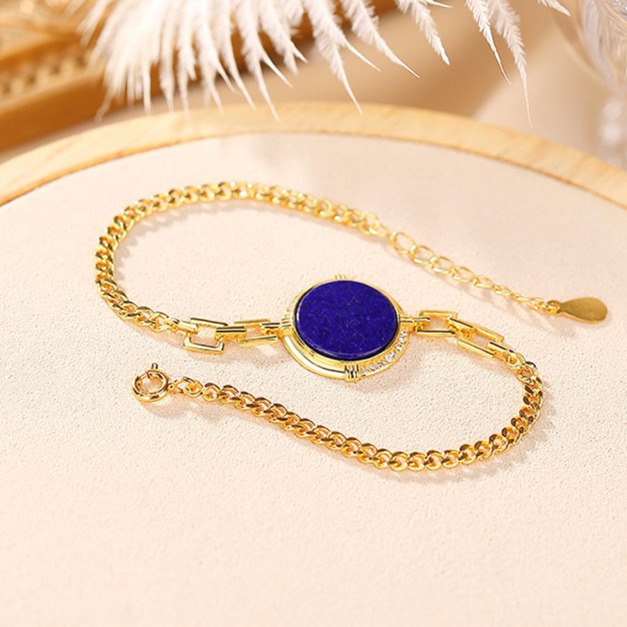 Bracelet Lapis Lazuli – Mandala, Argent Plaqué Or