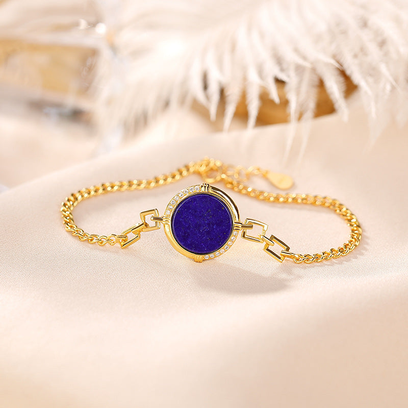 Bracelet Lapis Lazuli – Mandala, Argent Plaqué Or