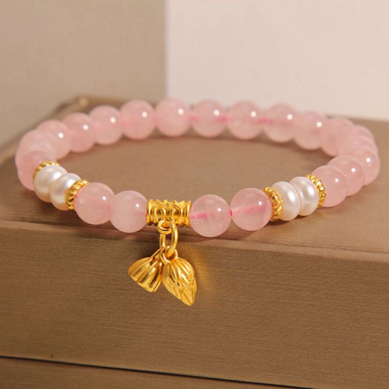 Bracelet Lotus en Quartz Rose – Douceur Lotus