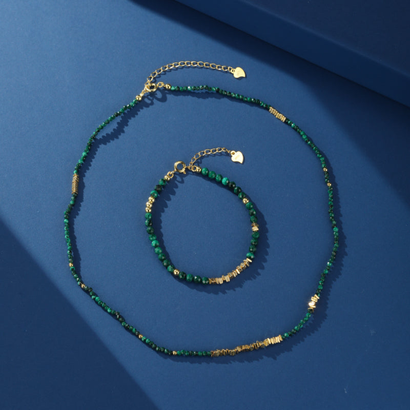 Bracelet Malachite – Charme Vintage, Argent Plaqué Or