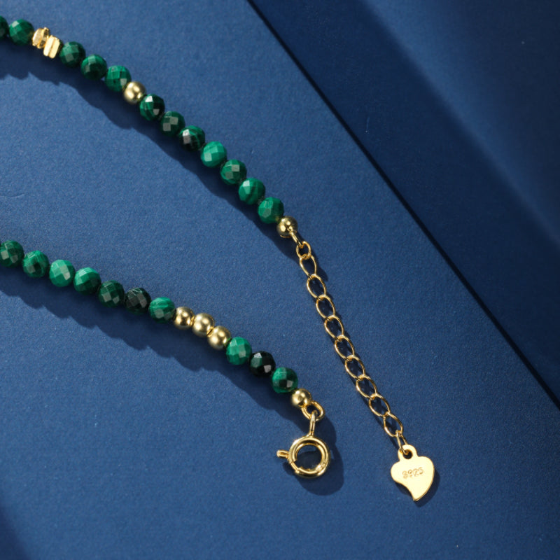 Bracelet Malachite – Charme Vintage, Argent Plaqué Or