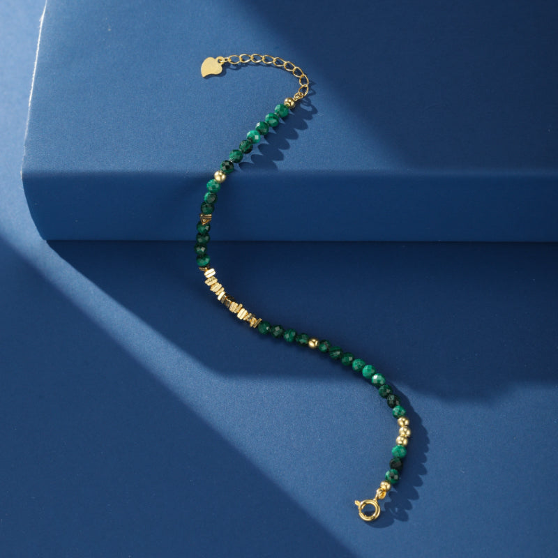 Bracelet Malachite – Charme Vintage, Argent Plaqué Or