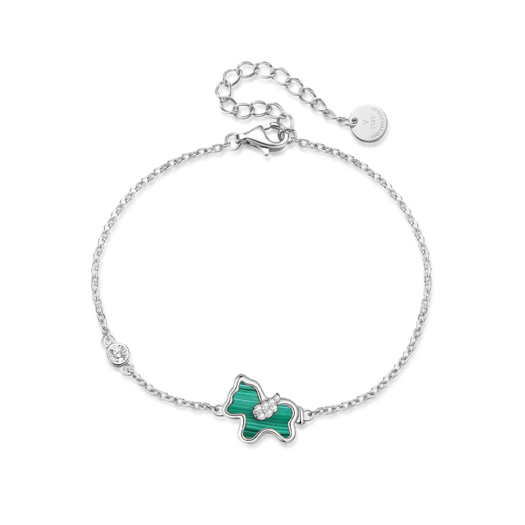 Bracelet Malachite Cheval – Élégance Libre, Argent
