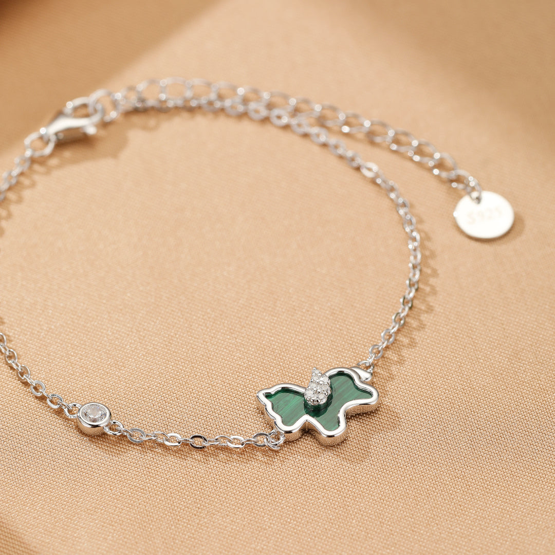 Bracelet Malachite Cheval – Élégance Libre, Argent