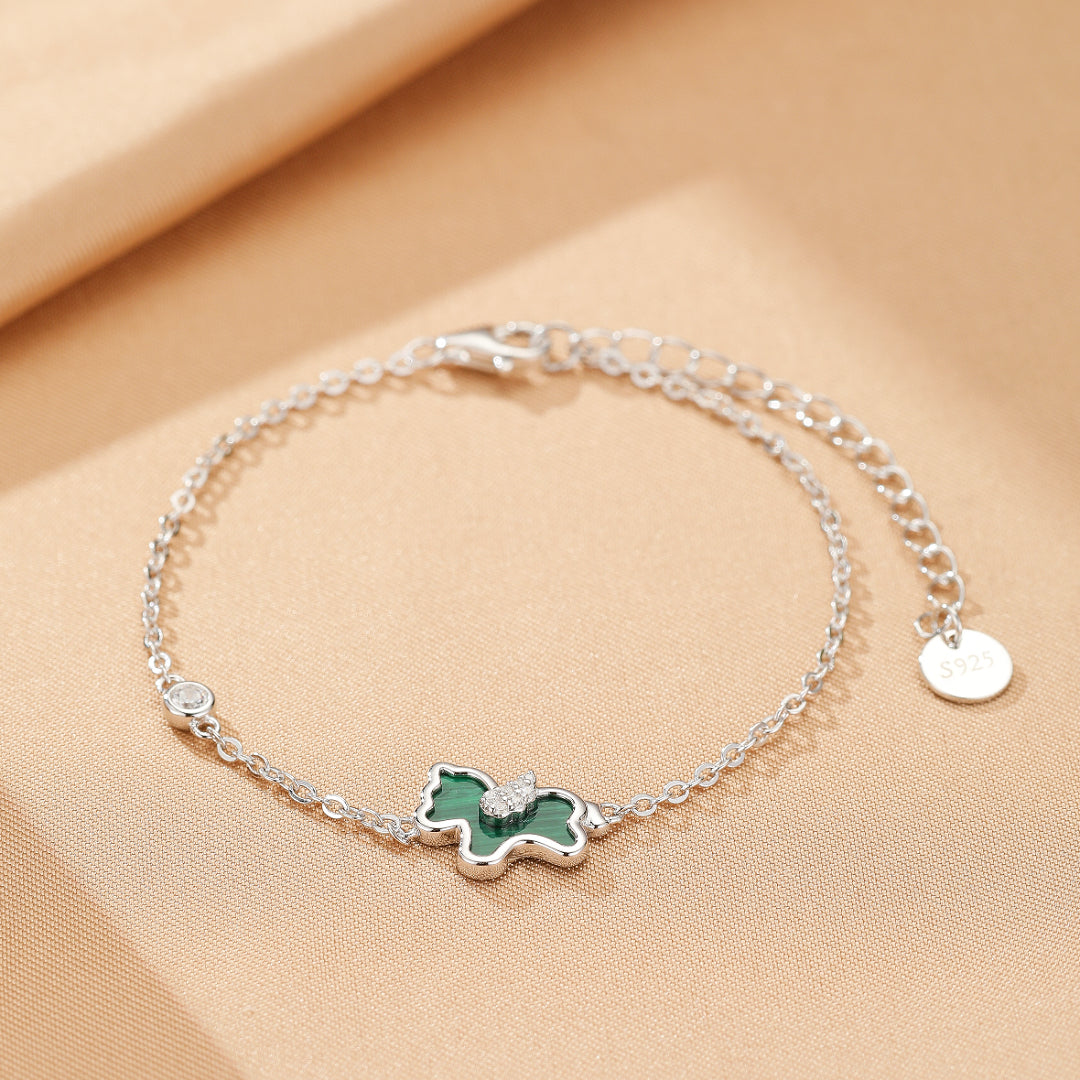 Bracelet Malachite Cheval – Élégance Libre, Argent