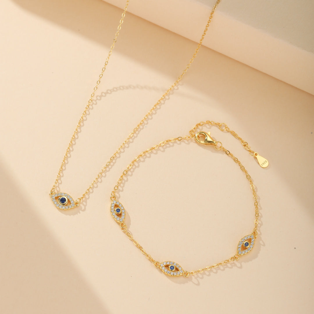 Bracelet Mauvais Œil – Bouclier d'Énergie, Argent Plaqué Or