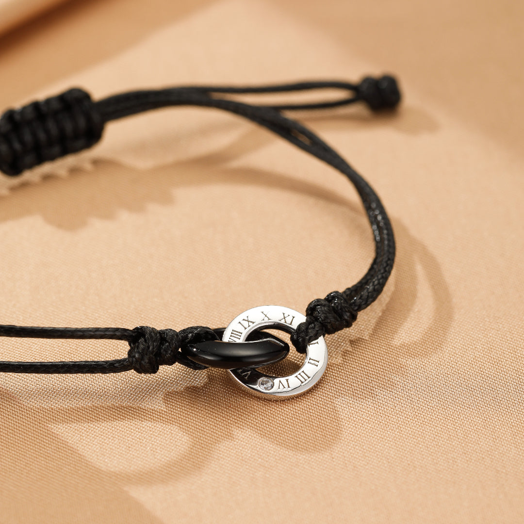 Bracelet Obsidienne et Calcédoine Couple – Temps Liés, Argent