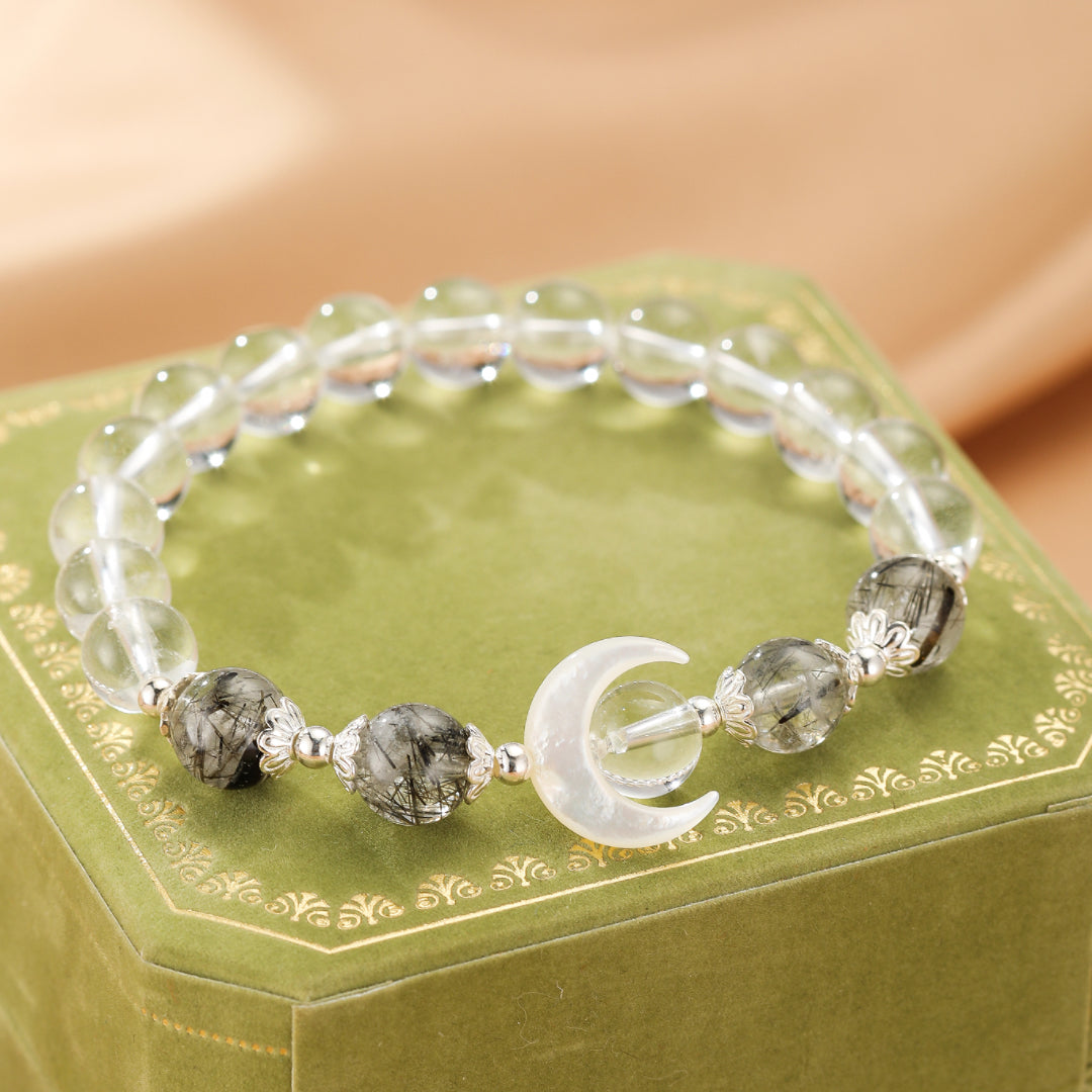 Bracelet Obsidienne et Cristal de Roche Couple – Nuit et Lumière