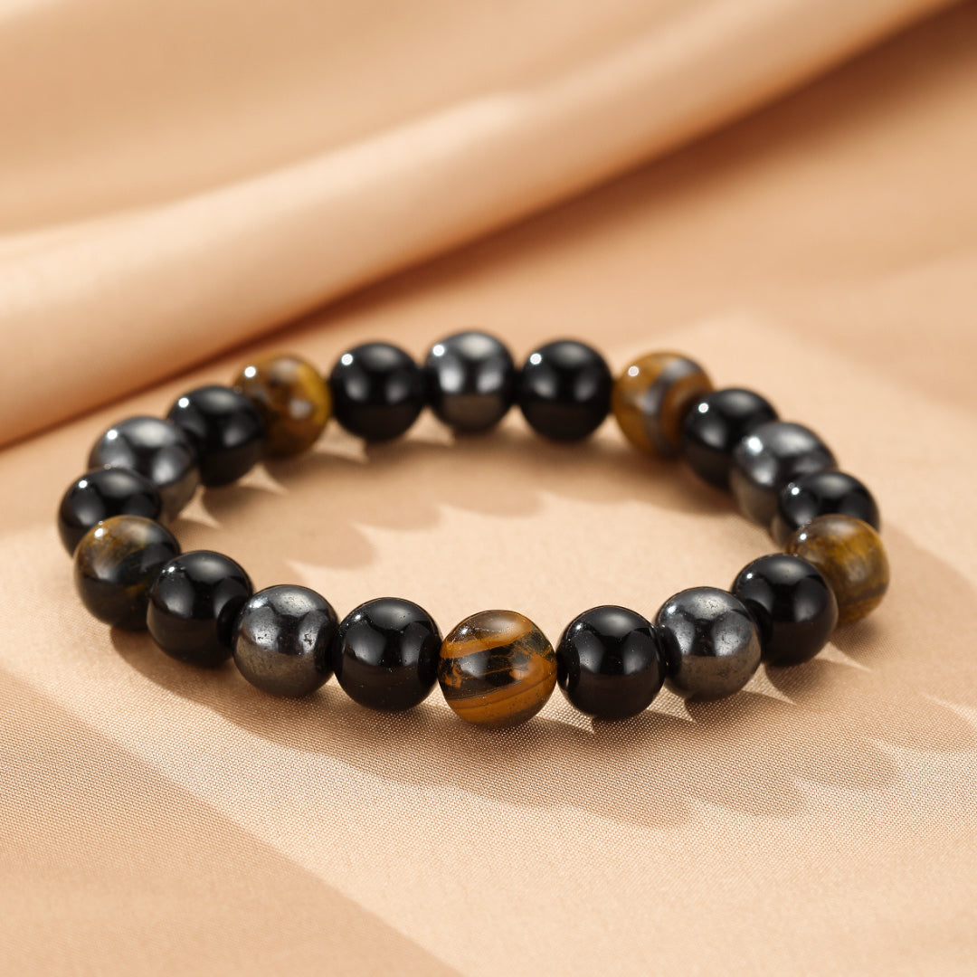 Bracelet Œil de Tigre et Hématite – Force Intérieure