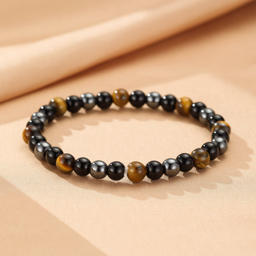 Bracelet Œil de Tigre et Hématite – Force Intérieure