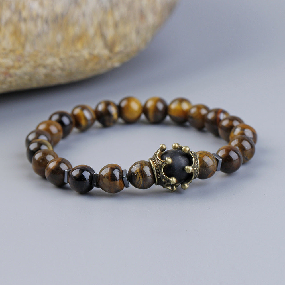 Bracelet Œil de Tigre et Obsidienne – Force Mystique