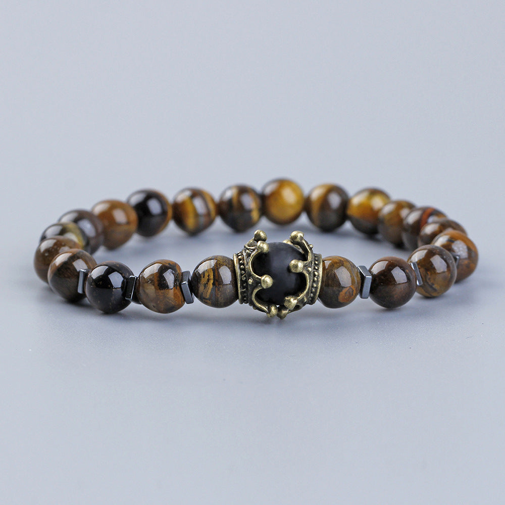 Bracelet Œil de Tigre et Obsidienne – Force Mystique