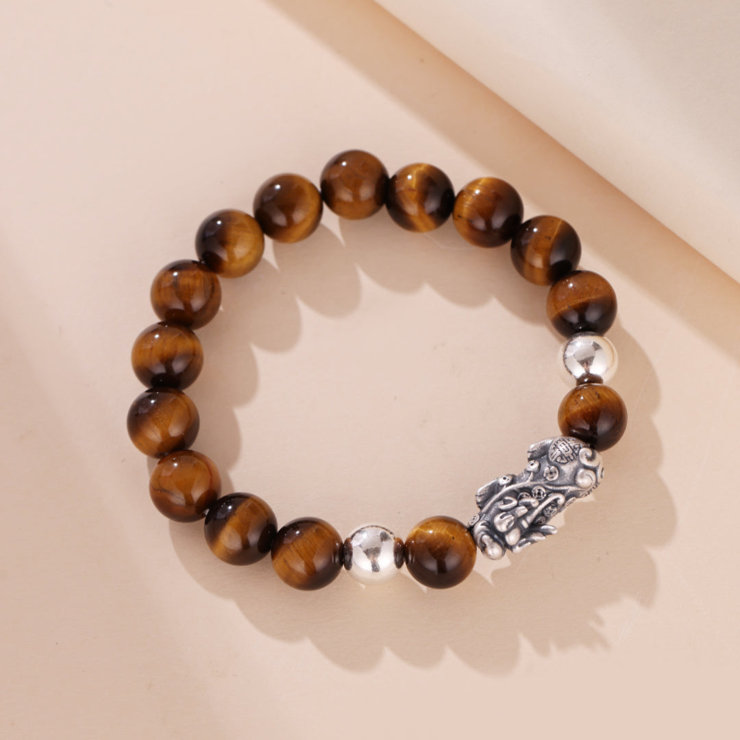 Bracelet Œil de Tigre – Puissance Mystique, Argent
