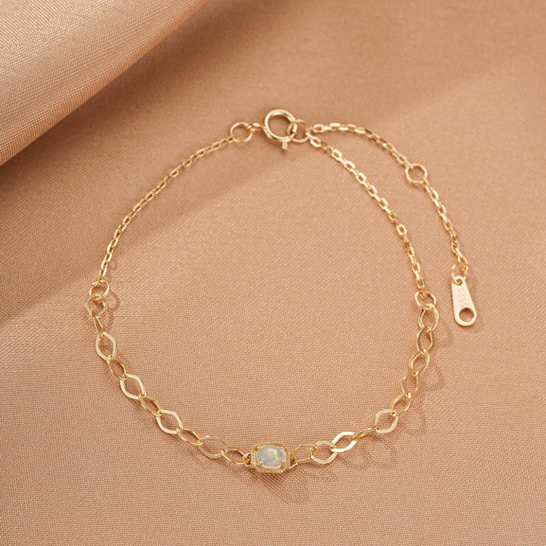Opal Bracelet – Precious Link, Gold Plated Silver