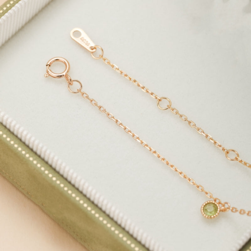 Bracelet Péridot – Élégance Sphérique, Argent Plaqué Or