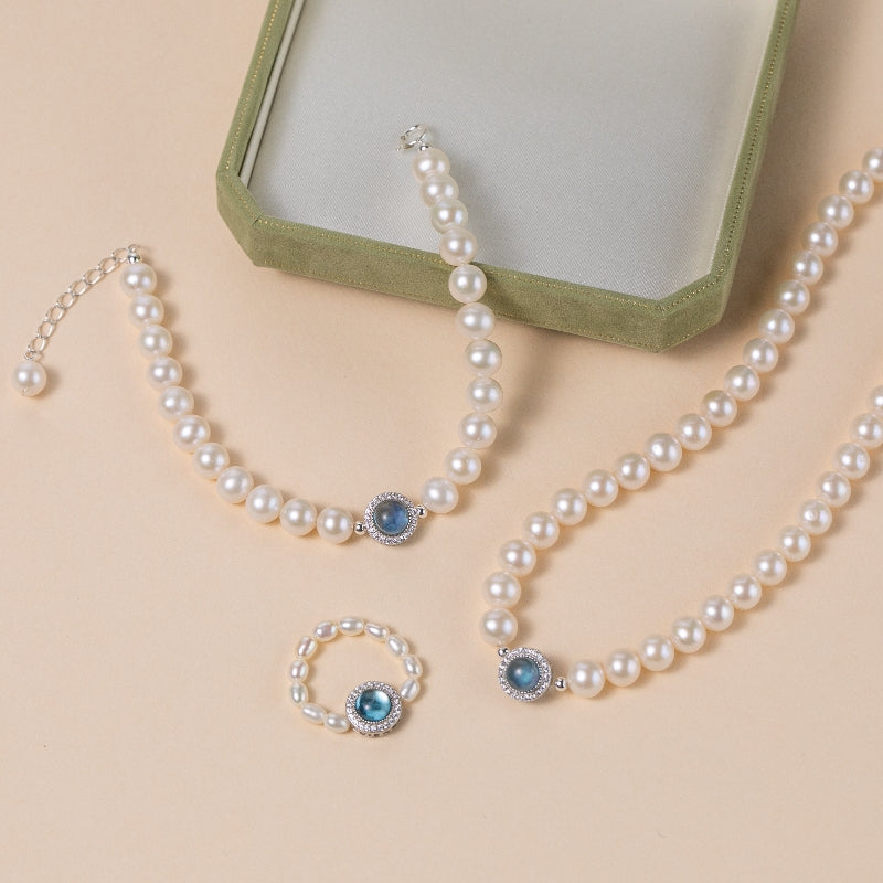 bijoux perle et aigue marine