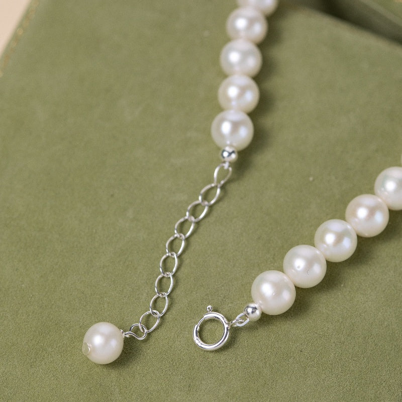 Bracelet Perle et Aigue Marine – Harmonie Océanique, Argent