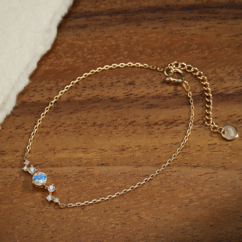 Bracelet Pierre de Lune – Éblouissement, Argent Plaqué Or