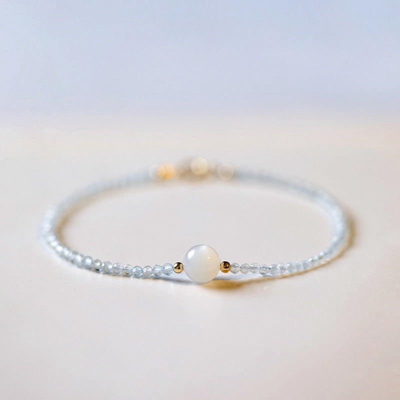 Bracelet Pierre de Lune et Aigue Marine – Rêverie des Flots