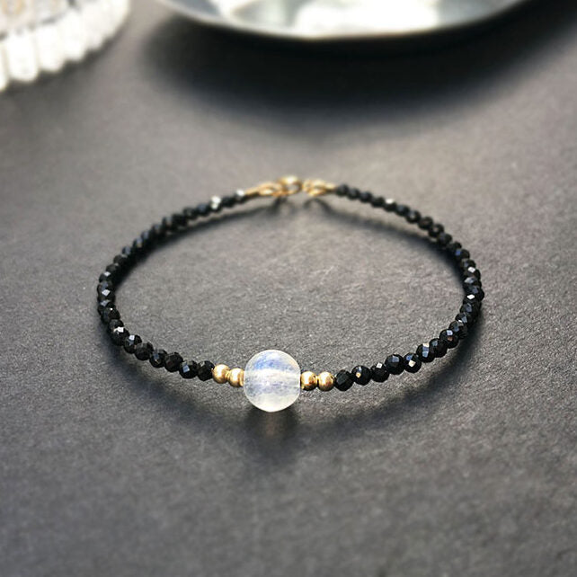 Bracelet 'Lumière' in Labradorite and Spinel