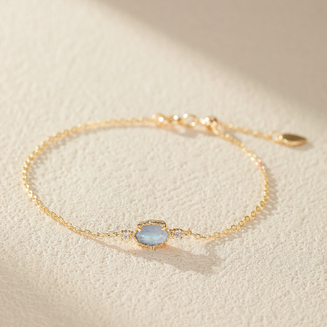 Bracelet Pierre de Lune – Luna, Argent Plaqué Or