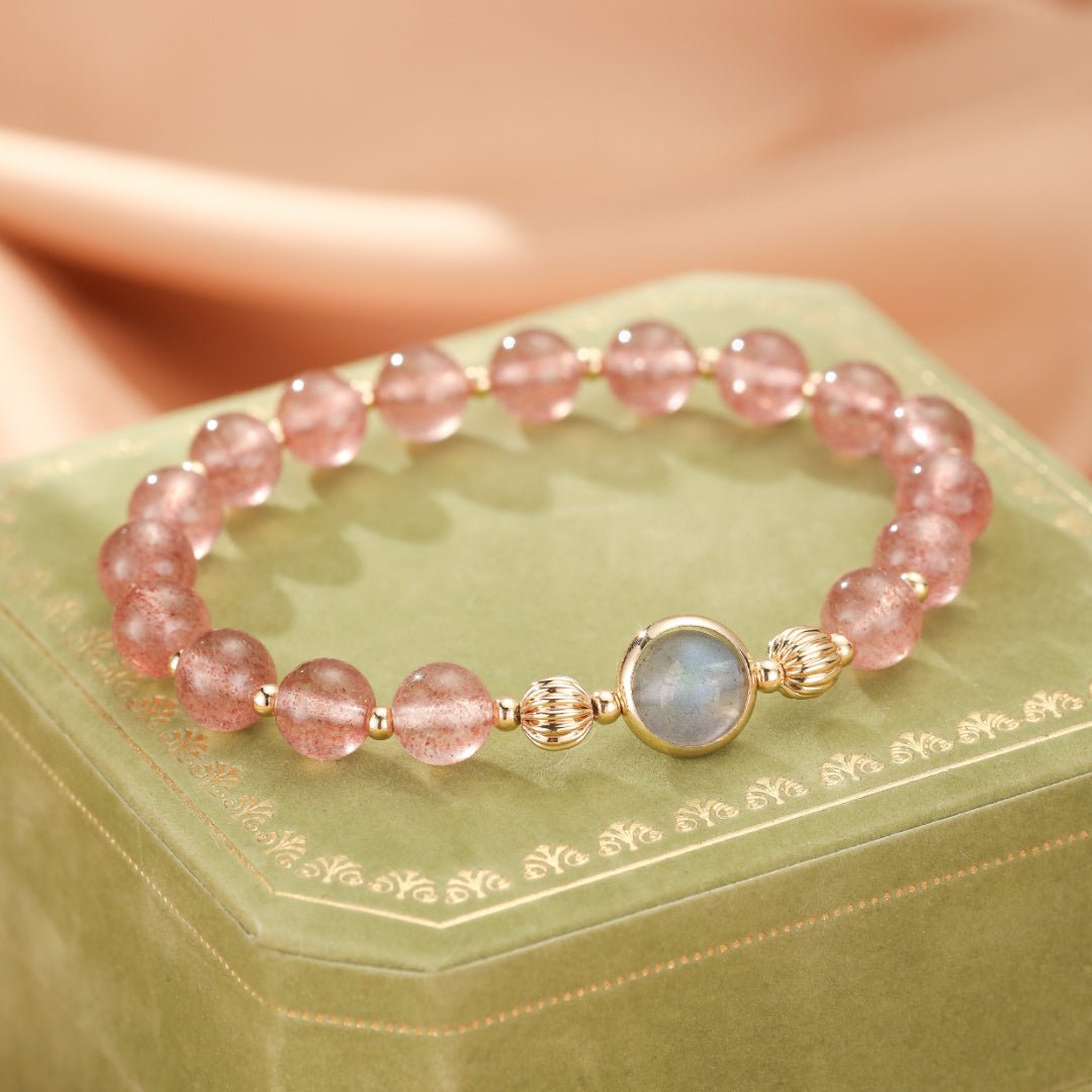 Bracelet Quartz Fraise et Labradorite – Harmonie Lumineuse