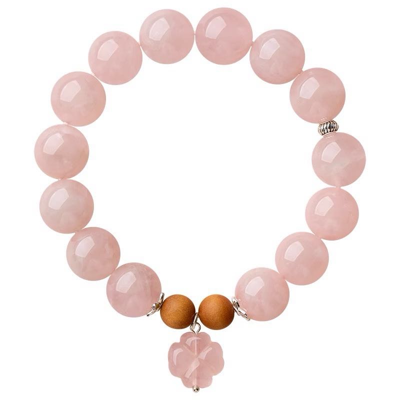 Bracelet Quartz Rose – Douceur Florale, Argent